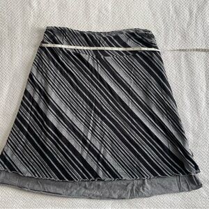 Dakini Black and Gray Striped A-Line Skirt